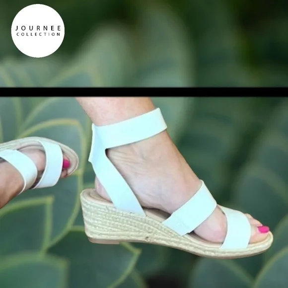 NEW JOURNEE COLLECTION White Norra Espadrille Wedge Sandals, 10M - Picture 9 of 12